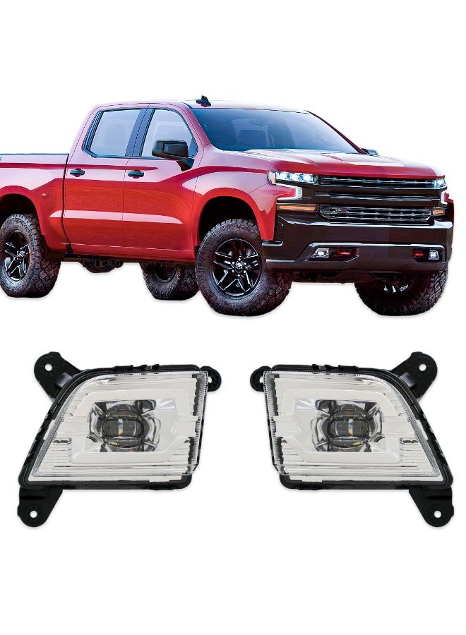 DLAA Pack of 2 Front LED Fog Lamp with Daytime Running Light, Wires & Push Button Suitable for Silverado 2019-ON | 1 Year International Warranty - Image 1